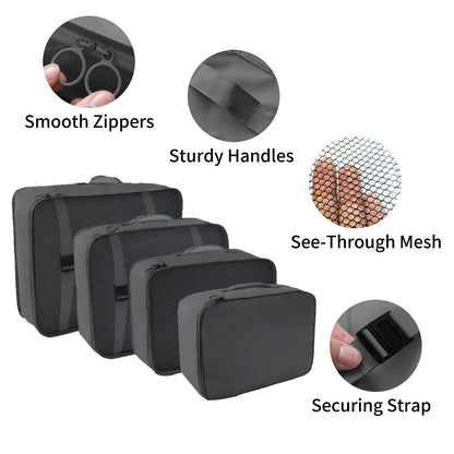 SLMT 10 Set Packing Cubes for Suitcases, Luggage Organizer Bags for Carry On, Travel Bags Organizer for Luggage, Must Have Travel Essentials for Women and Men (Black)