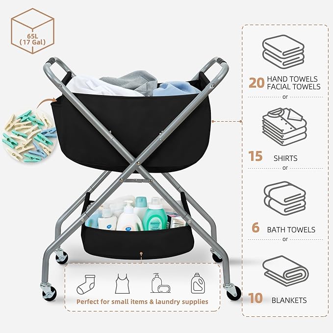STORAGE MANIAC Collapsible Laundry Cart