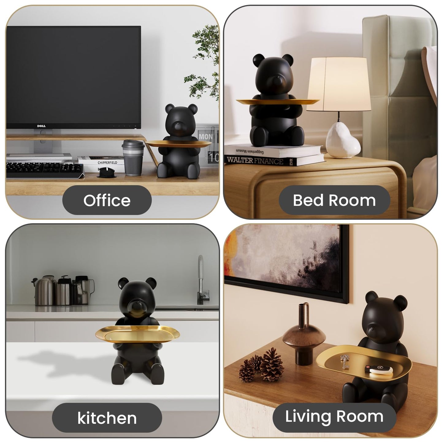 Key Tray Key Bowl, Apartment Decor, House Warming Gifts, Key Dish, Bookshelf Decoration, Entryway Decor Ideas & Bedside Table Decor (Matte Black)
