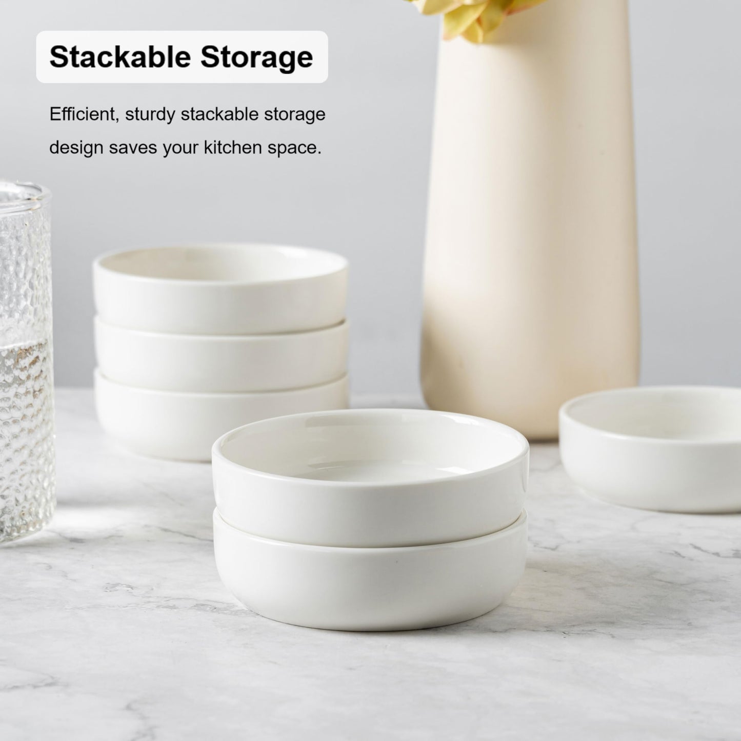 Dipping Bowls Set of 4, 2462°F High-Fired Ceramic Small Bowls for Dips, Olive Oil & Sauce, Elevates Table Setting, Idea for BBQ,Afternoon Tea,Entertaining,Housewarming & Holiday Gifts, White