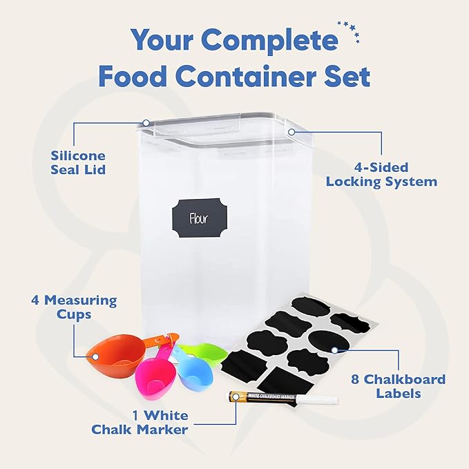 Chef's Path Extra Large Tall Airtight Food Storage Containers, Airtight Food