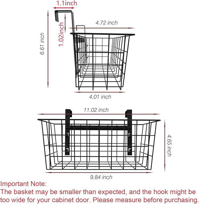 MaraFansie Basket with Hook, Grid Storage Basket, Over the Cabinet Door