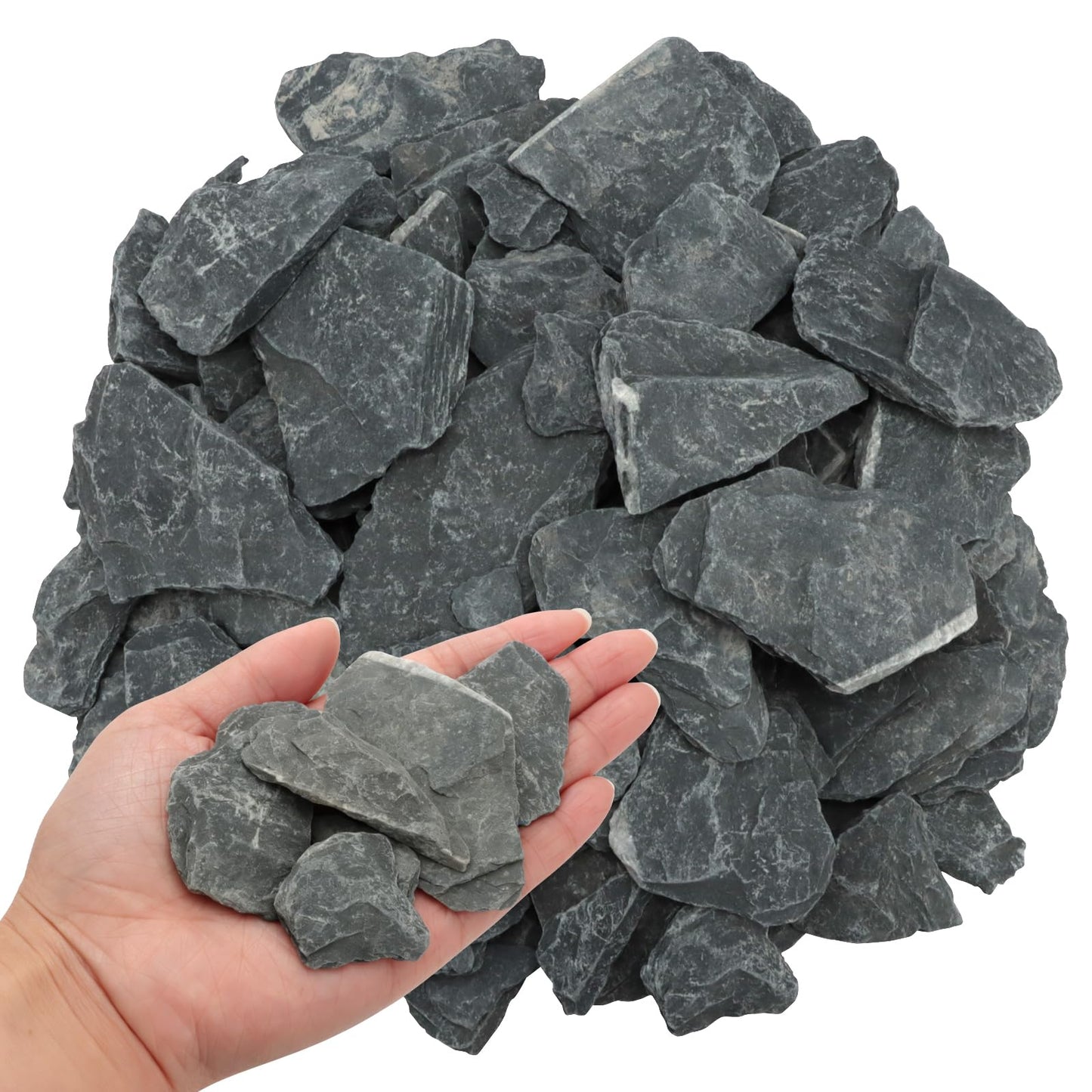 VOKOY 2.5lb Natural Slate Stone, Aquarium Rocks Decoration Aquascaping Stone Landscaping Model for Fish Tank Decor Terrariums Paludariums Reptile Enclosures Gardens, 1-2 inches