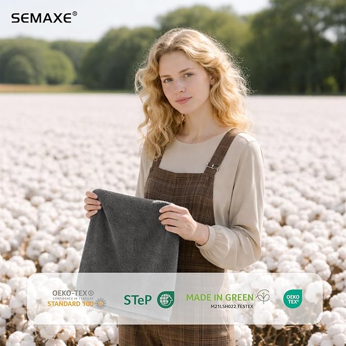 SEMAXE Gray Hand Towels for Bathroom, Quick-Drying, Easy Care