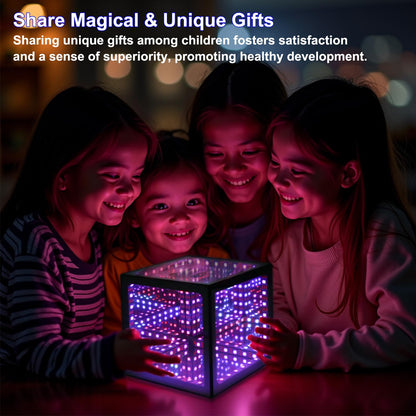 Heepulor Infinity Mirror Hyper Cube Table Lamp, Desk Art Night Light, Color-Changing Music-Sync APP-Controlled Ambient Light for Gaming, Party, Home, Gift (4Inchs Without APP)