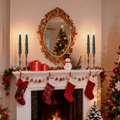 Christmas Decorations Indoor, Christmas Decor-Christmas Tree Taper Flameless Candles Battery Operated with Remote Timer, Xmas Candlestick Home Table Mantel Room Decor, 4 Pack(Green&White) Large, 11.4"