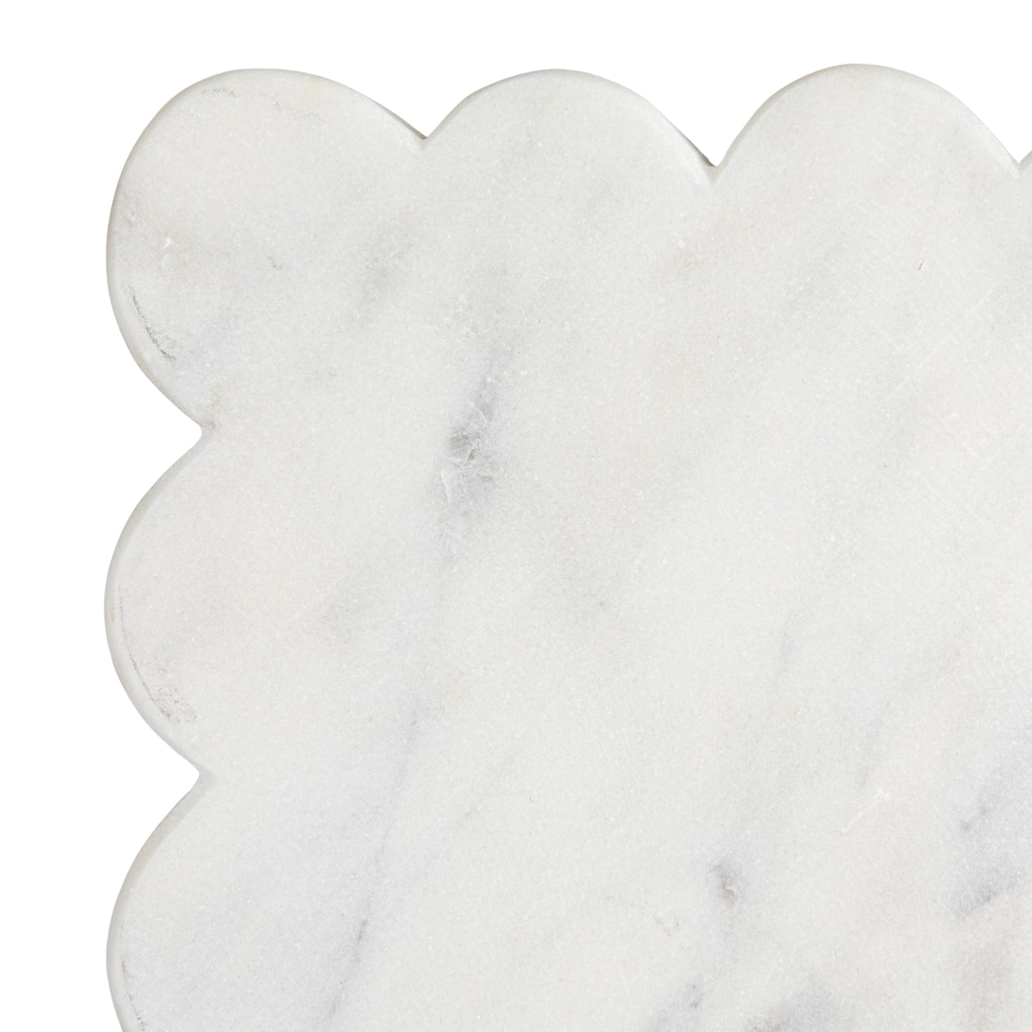 Creative Co-Op Marble Cheese Board with Scalloped Edge, White