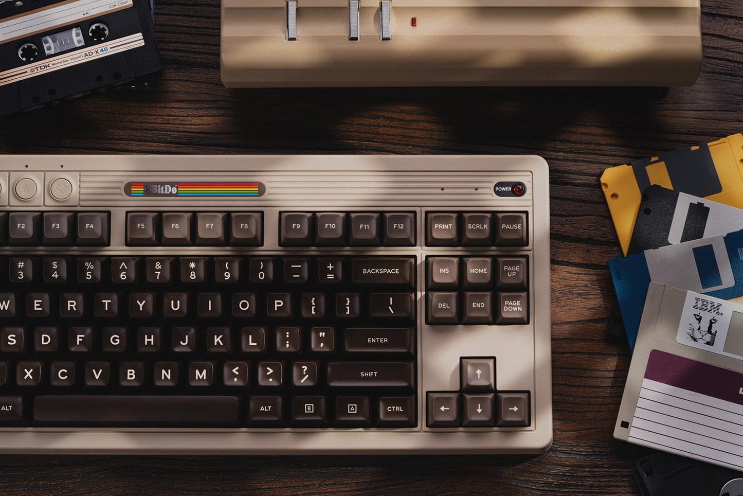 8Bitdo Retro Mechanical Keyboard, Bluetooth/2.4G/USB-C Hot Swappable Gaming Keyboard with 87 Keys, Dual Super Programmable Buttons for Windows and Android - N Edition