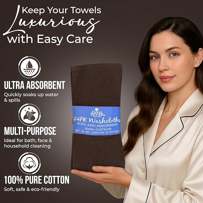 DAN RIVER 24 Pack Wash Cloths for Showering