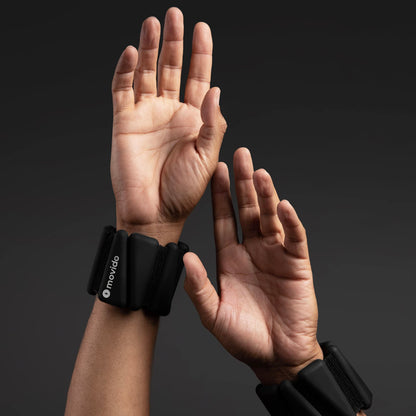 Movido Wearable Wrist & Ankle Weights - 1 lb each (2 per set) | Compact Workout Weights for Women & Men | Perfect for Yoga, Walking, Pilates, Home Workouts (Carbon)