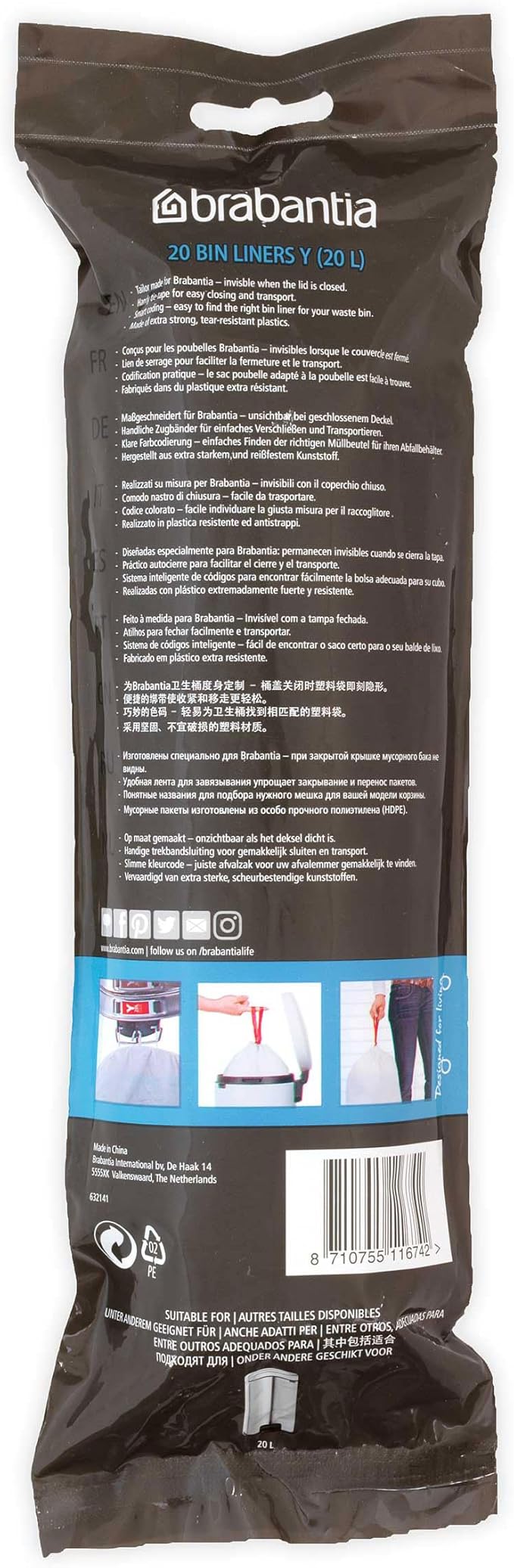 Brabantia PerfectFit Trash Bags High Quality Thick Plastic Trash Can Liners