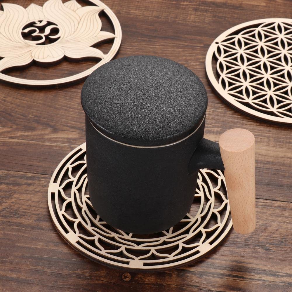 HomeSoGood 3Pcs Crystal Grid Board Sacred Geometry Wall Art Set Metatron Cube, Home Decor Handmade Coasters Craft Making Ornament