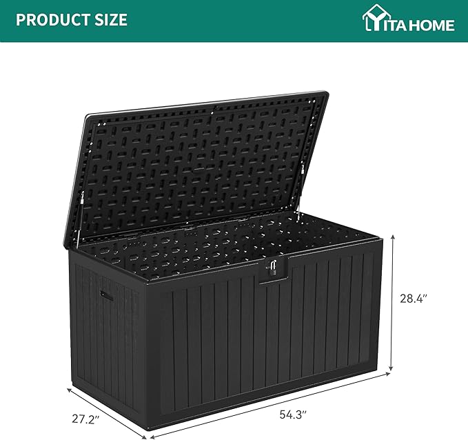YITAHOME 150 Gallon Large Deck Box with Side Handles, Outdoor Double-Wall Storage for Patio Furniture Cushions, Garden Pool Accessories, Waterproof & Lockable