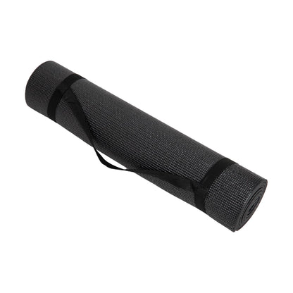 Mind Reader YOGAPVC-BLK All Purpose Extra Thick Yoga Fitness & Exercise Mats with Carrying Strap, High Density Anti-Tear