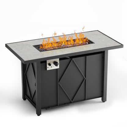 OLIXIS 43 Inch Propane Fire Pit Table, 50,000 BTU Gas Fire Pit Table for Outside, Outdoor Fire Table for Patio/Deck/Garden/Backyard/Balcony, 2-in-1 Rectangular Firepit Table, CSA Certification, Black