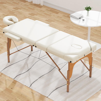 BestMassage Massage Bed Portable Massage Table 77" L 28" W Lash Bed Height Adjustable 3 Folding PU Leather with Oxford Bag for Spa Footmassage Facial CareSpa Tattoo