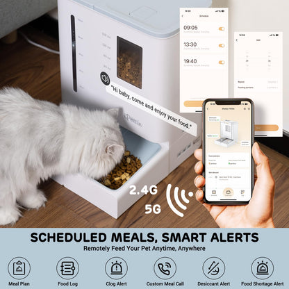 iPettie FW54 5G/2.4GHz WiFi Automatic Feeder and Waterer 2-in-1 Set for Pets, 300 oz Large Capacity for 2 Weeks, Perfect for Working Parents