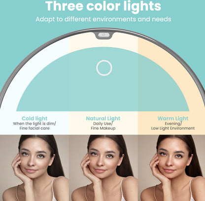 BEAUTURAL Makeup Mirror, 10X Magnifying Lighted Vanity Daylight White LED, Portable Illuminated Bathroom Mirror, 360 Degree Swivel Rotation and Locking Suction