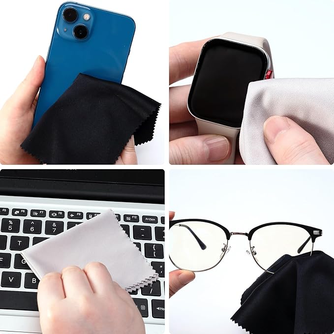 Vemiss 6 Pack Microfiber Glasses Cleaning Cloth, Wipes Lens Eyeglasses & Screens