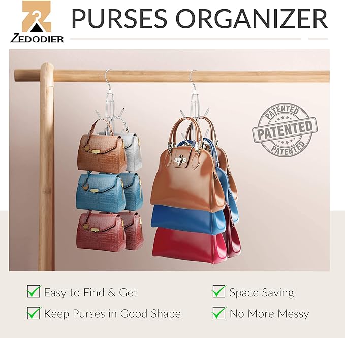 ZEDODIER Purse Organizer for Closet, 2 Pack Purse Hanger