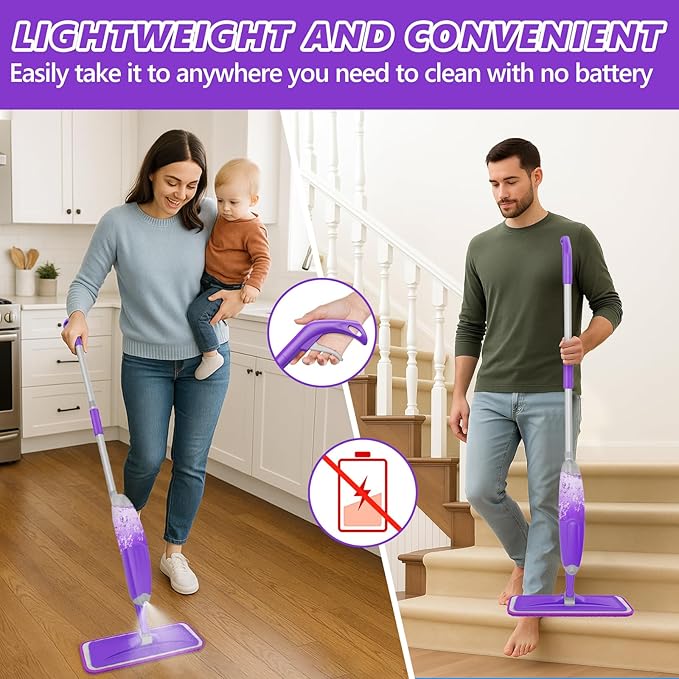 HOMTOYOU Spray Mops for Floor Cleaning: Wet Mop for Hardwood Tile Wood Laminate