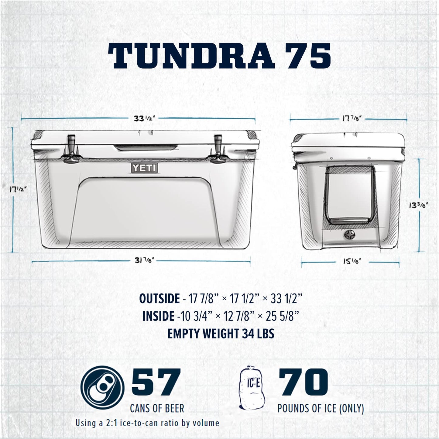 YETI Tundra 75 Cooler, Desert Tan
