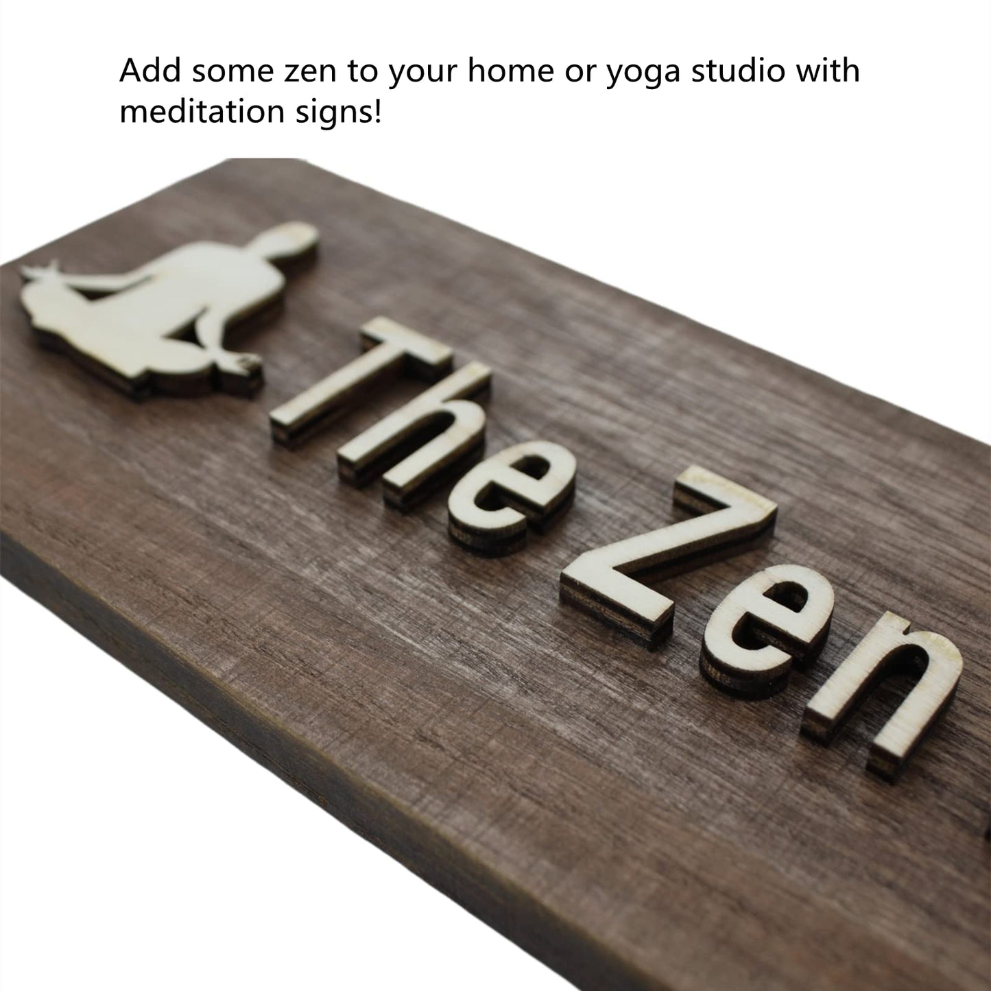 FIREFLYWEB The Zen Den signs Room Decor Meditation in Progress Wall Hanging Sign,Inspirational Wooden Door Plaque for Yoga Studio Bedroom Decoration (Brown)