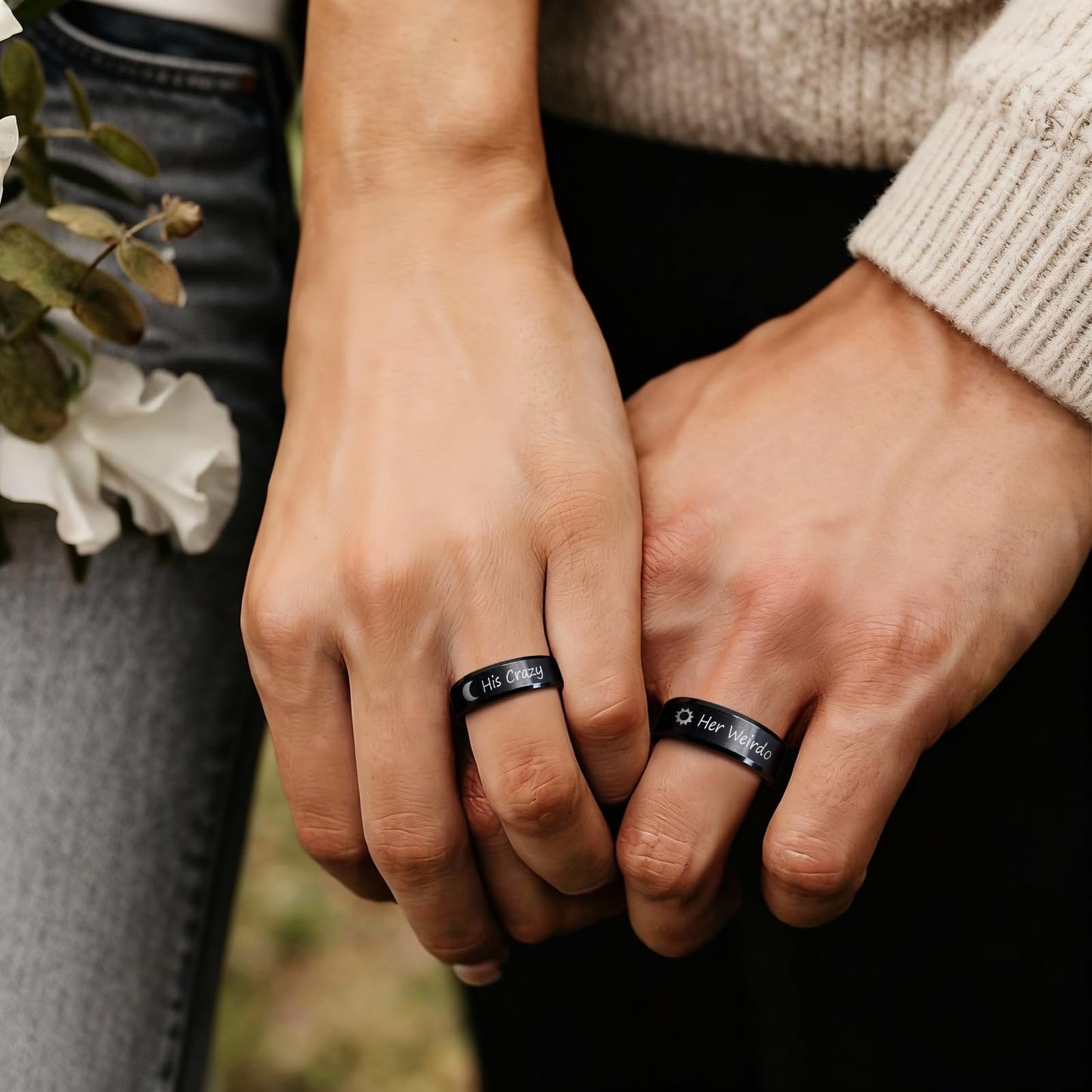 VNOX Customize Jewelry-6MM Black Stainless Steel Beveled Edge Matte Brushed Finish Rings for Men Women,Size 10
