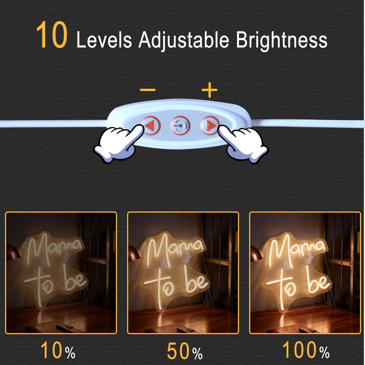 Mama To Be Neon Sign, Baby Shower Party Gift Home Bedroom Nursery Room Wall Table Decor, Warm White USB Powered Dimmable LED Neon Light 15.7 x 11.8 In