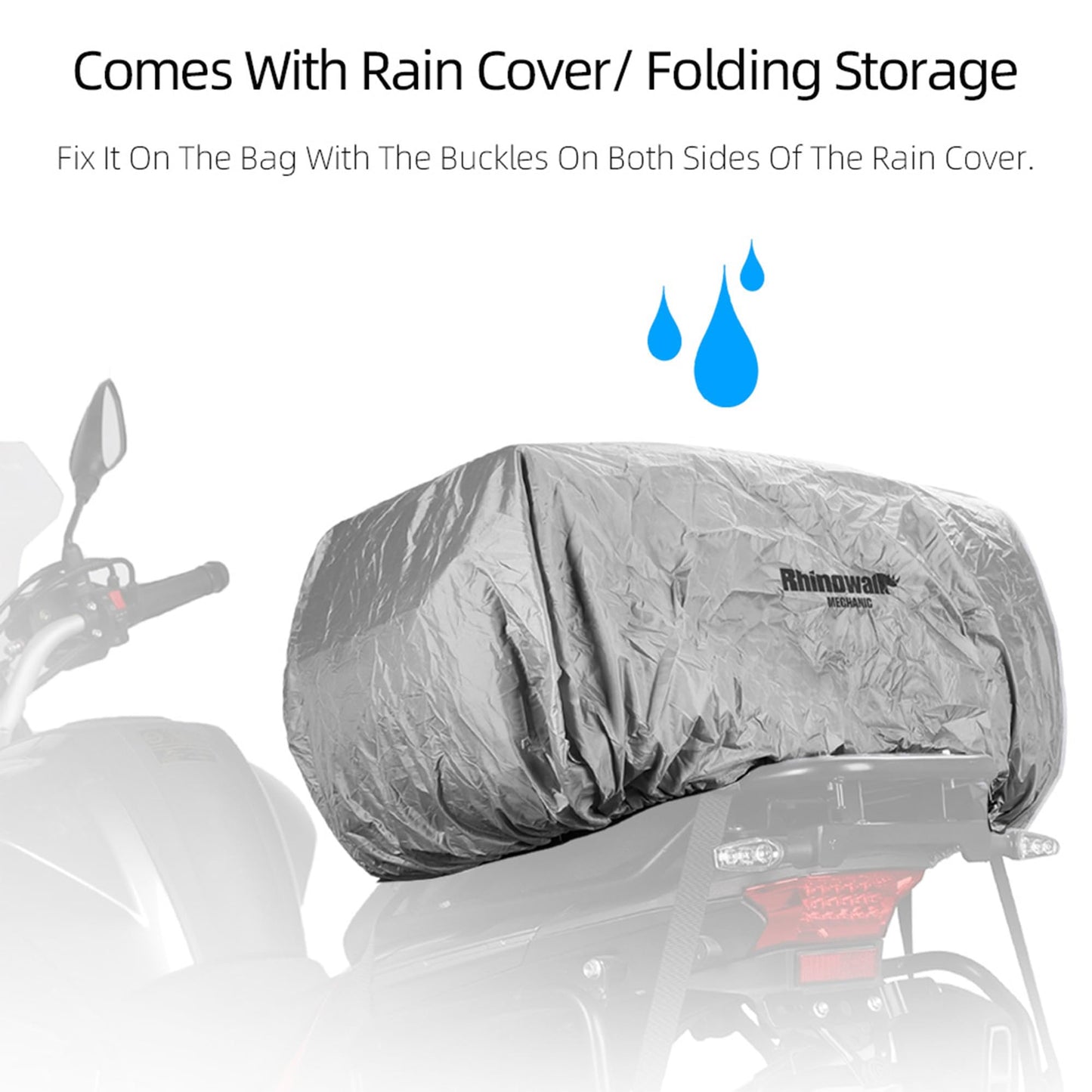 abamita Motorcycle Tail Bag Expandable 50-70L Travel Luggage with Rain Cover Backpack & Molle System-Black