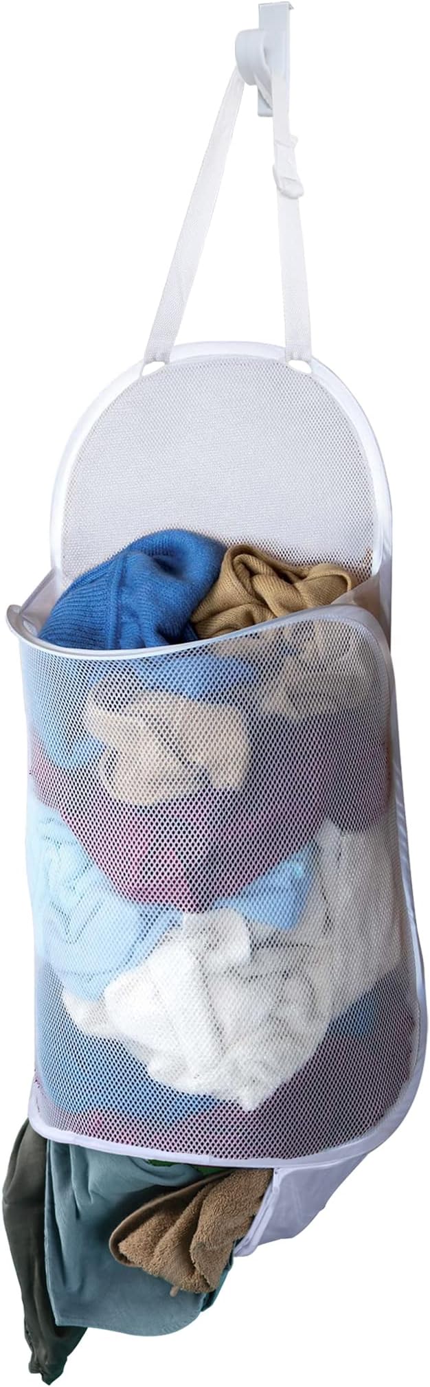 Smart Design Deluxe Mesh Over The Door Pop Up Hamper w/ Hook & Adjustable Strap