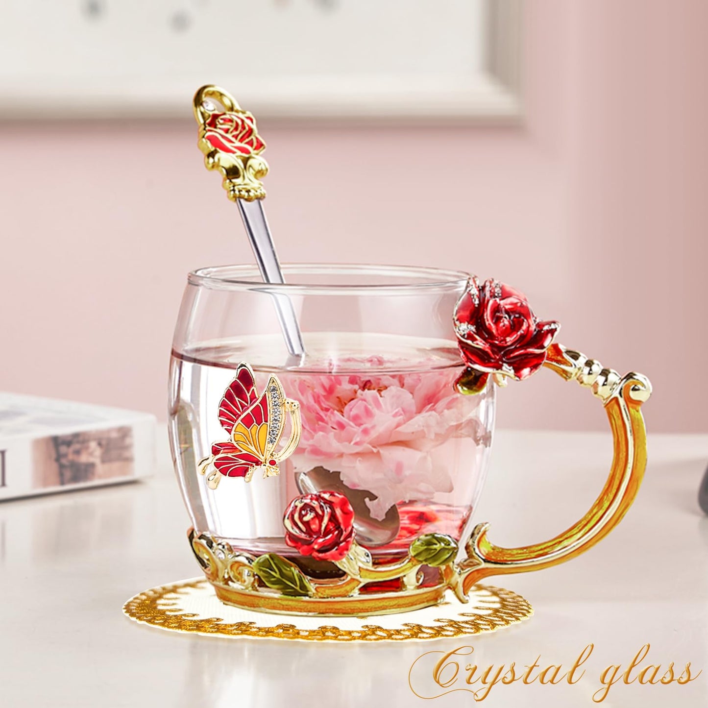 OEAGO Gifts for Mom Women Valentines Day Gifts for Her Glass Coffee Enamels Mug Best Birthday Valentine's for Girlfriend Wife Mothers Day from Daughter Son Tea Cup Stocking Stuffers Christmas