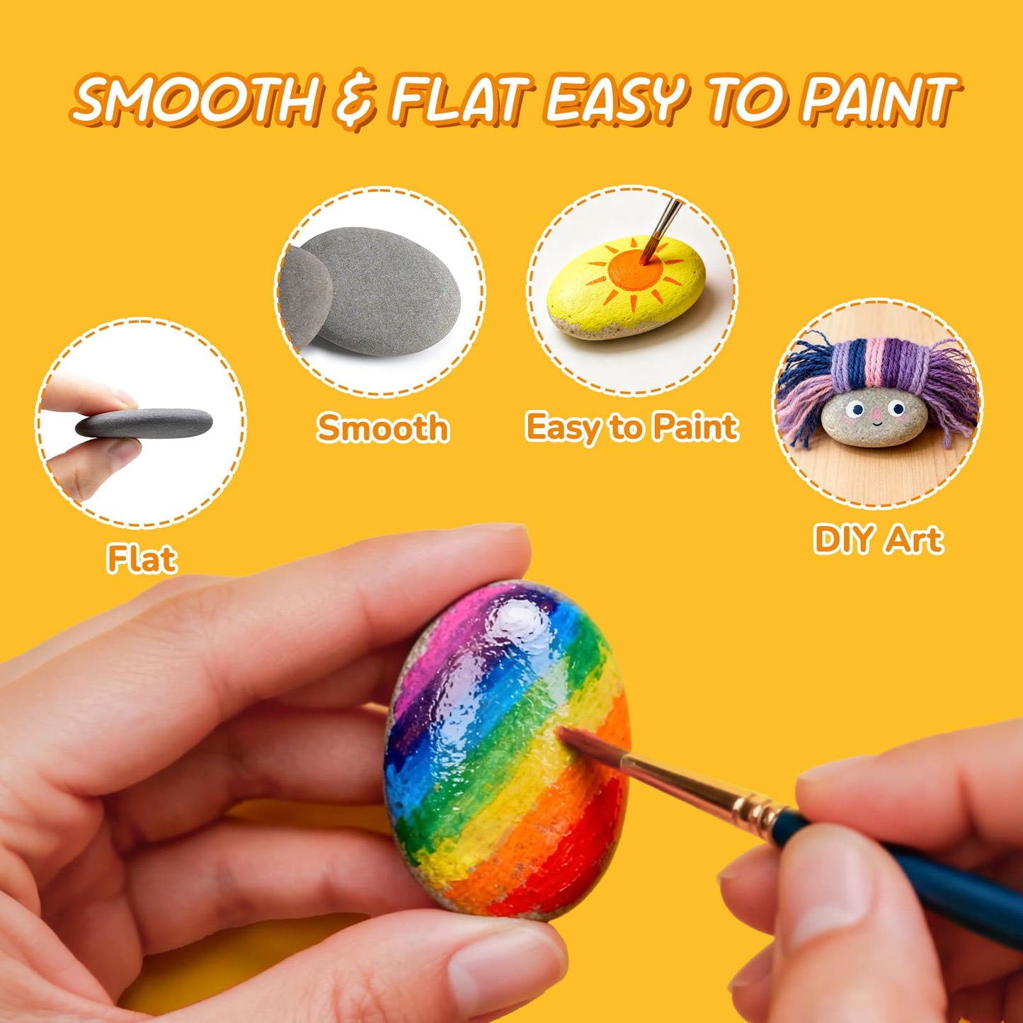 Simetufy 60 PCS Rocks for Painting, 1-2" Natural Flat DIY Painting Rocks, Smooth Stones for Crafts, Arts,Decoration, Kindness Rocks Garden Decoration