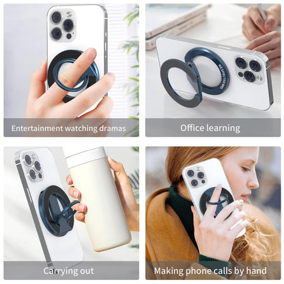 RESPECTED-BRO-Magnetic-Phone-Ring-Holder with Dual Rings, Compatible with iPhone 17/16/15/14/13/12, Multifunctional Stand for Desk,Office,Gym,Kitchen & All Metal Surfaces, Finger Loop Grip (Dark Blue)