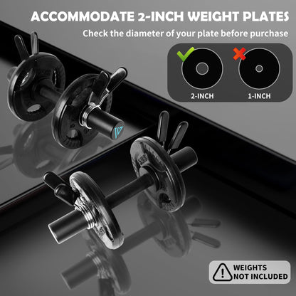 16" Olympic Dumbbell Handle, Dumbbell Bar for 2-inch Olympic Weight Plates, Loadable Dumbbells for Home Gym Strength Training, 2 Pair of Spring Collars Included