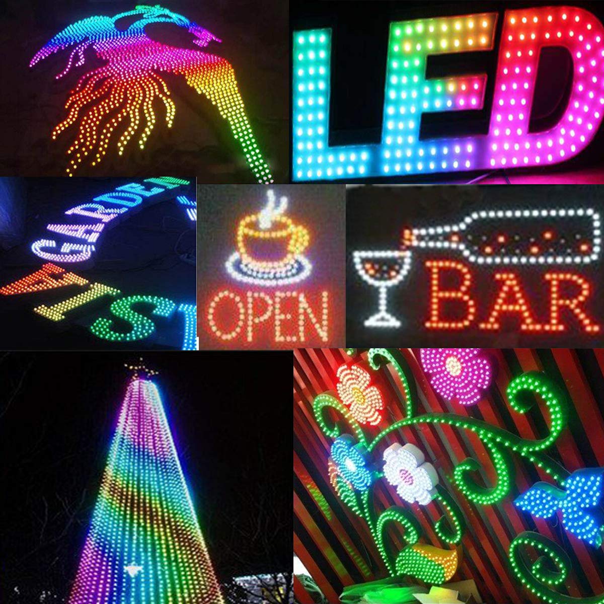 REXTiN® WS2811 Pixels Digital Addressable LED String Lights Waterproof RGB Full Color 12mm DC 12V (DC12V 50pcs)