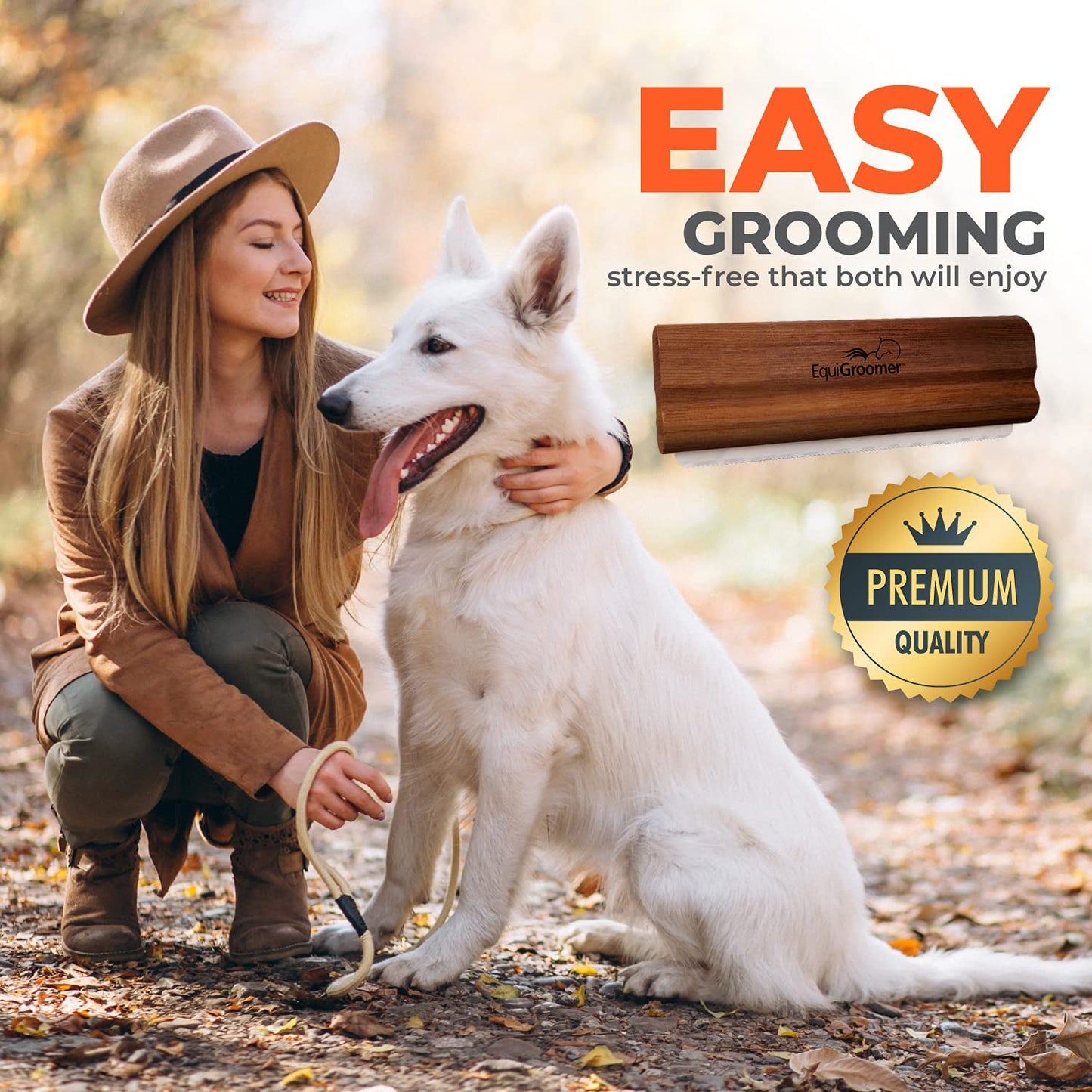 EquiGroomer Deshedding Brush for Dogs and Cats | Undercoat Deshedding Tool for Large and Small Pets | Comb Removes Loose Dirt, Hair and Fur (Mahogany)