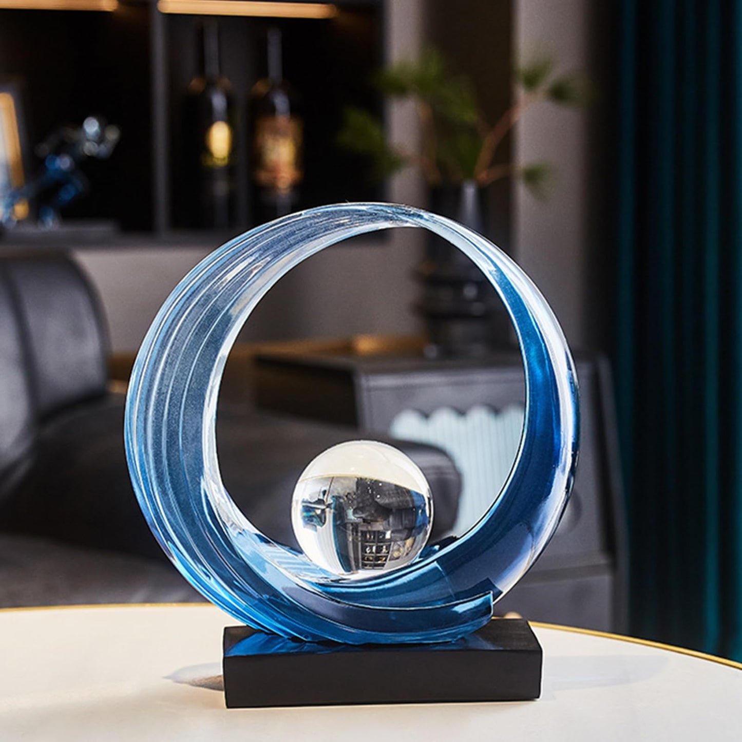 XYQXYQ Blue Wave Resin Origami Statue Modern Abstract Home Decoration Sculpture Abstract Office Desk Center Art Statue Family Bedroom Living Room Blue Art Decoration (A-Blue)
