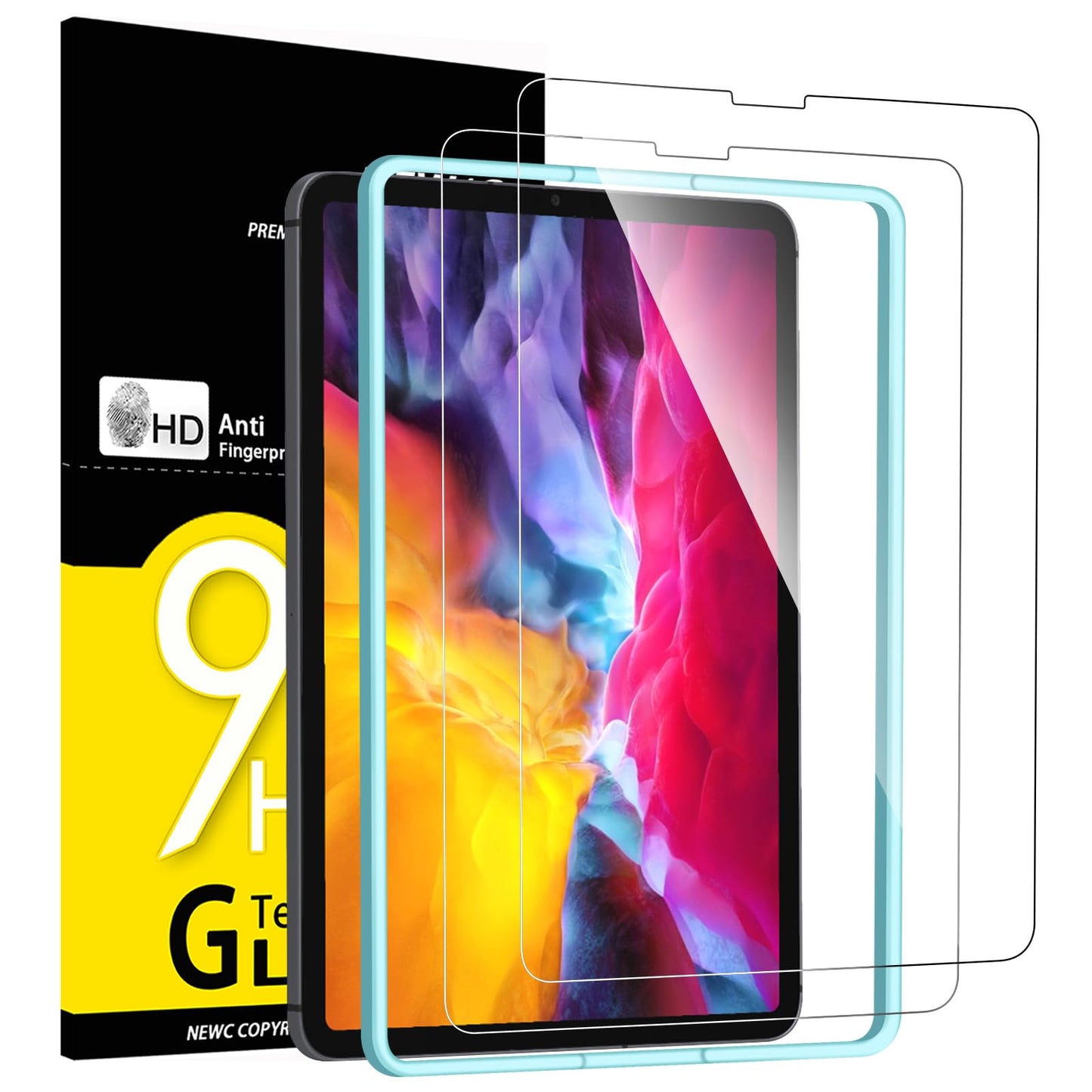 NEW'C 2 Pack Designed for iPad (A16) 11th Generation 2025, iPad 10th Generation 10.9 inches 2022 Screen Protector Tempered Glass, Bubble Free, Ultra Resistant (Easy Installation Frame)
