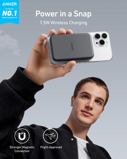 Anker Power Bank, 621 Magnetic Battery (MagGo), 5000mAh Magnetic Wireless Portable Charger with USB-C Cable, Only Compatible with iPhone 16/16 Plus/16 Pro/16 Pro Max, iPhone 15/14/13/12 Series
