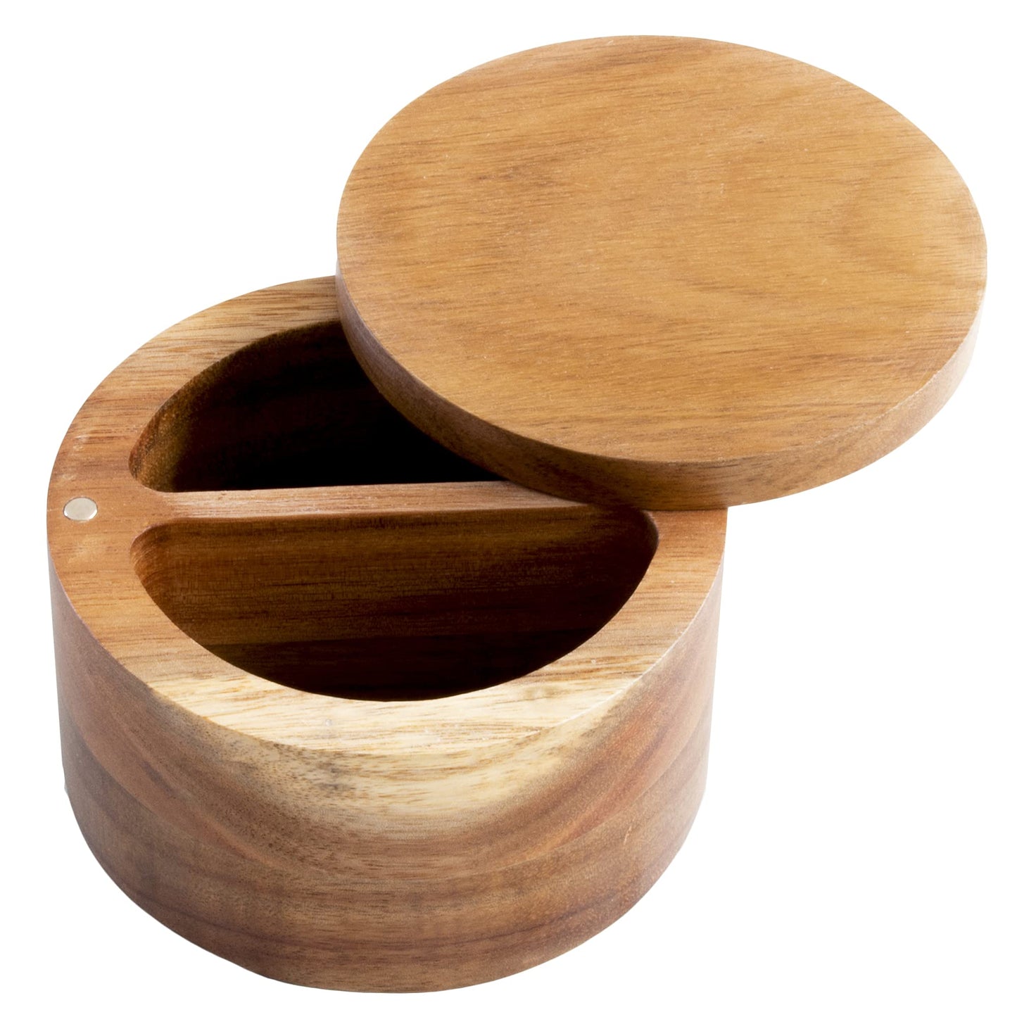 Totally Bamboo Rock & Branch Acacia Duet Salt and Pepper Bowl, Salt Cellar and Storage Box with Two Compartments, Magnetic Swivel Lid