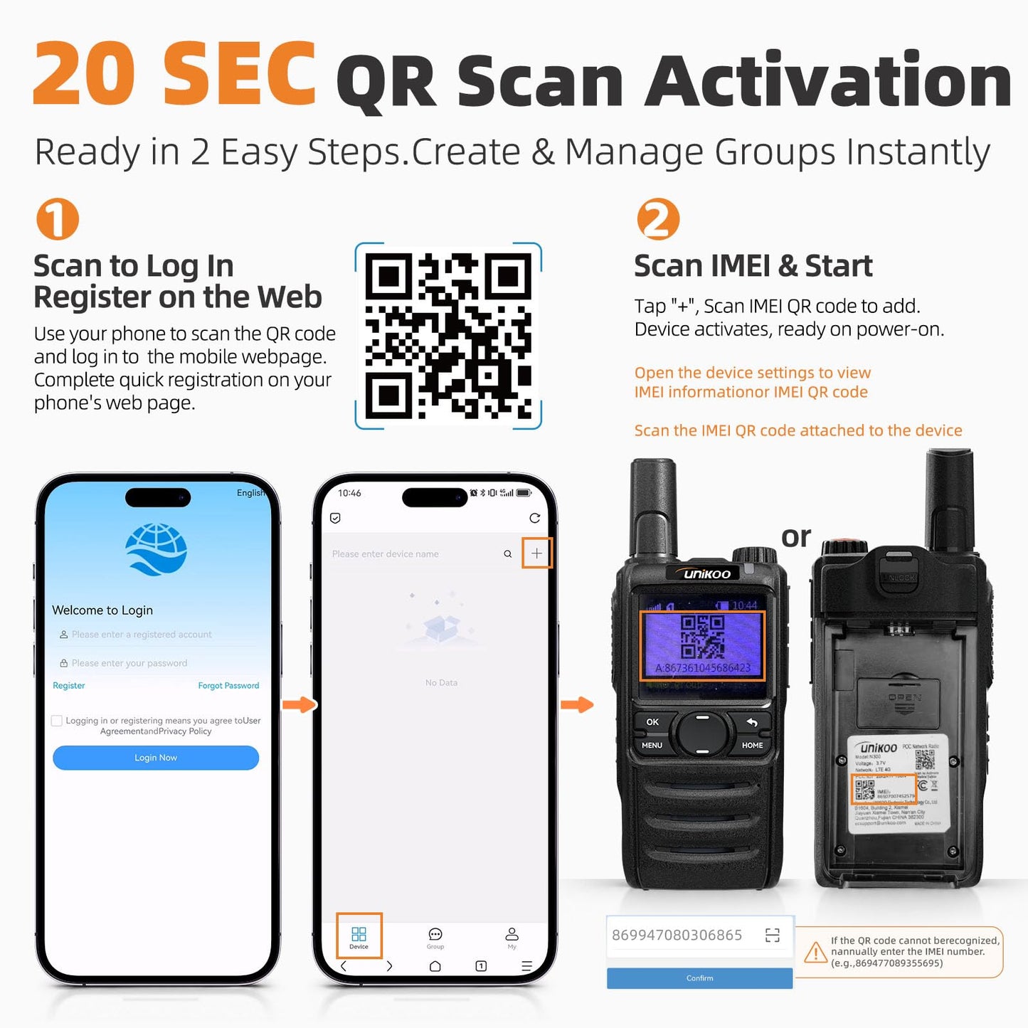 (10 Years Free Data Plan)Walkie Talkie, Rapid Nationwide Long Range, Global Unlimited Long Distance Two Way Radio, 4G LTE POC,with SIM Card for Team Management Family Logistics Security Outdoor-2 Pack