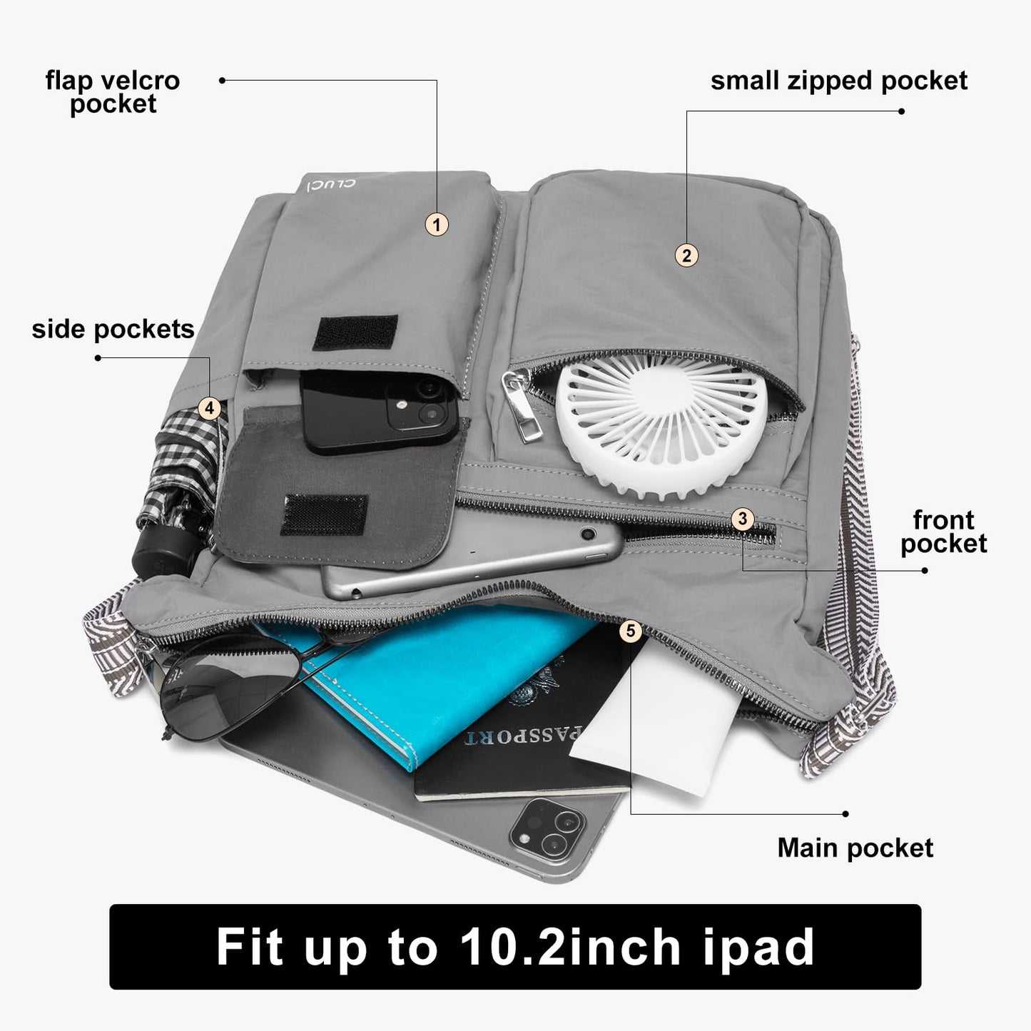CLUCI Travel Purses for Women, Waterproof Nylon Crossbody Bags for Woman Trendy, Anti Theft Shoulder Handbags for Ladies