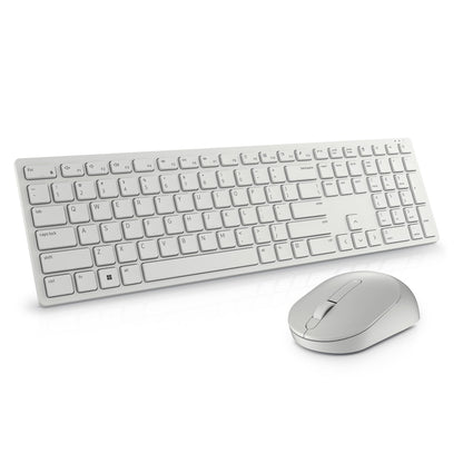 Dell Wireless Keyboard and Mouse - KM3322W, Wireless - 2.4GHz, Optical LED Sensor, Mechanical Scroll, Anti-Fade Plunger Keys, 6 Multimedia Keys, Tilt Leg - Black