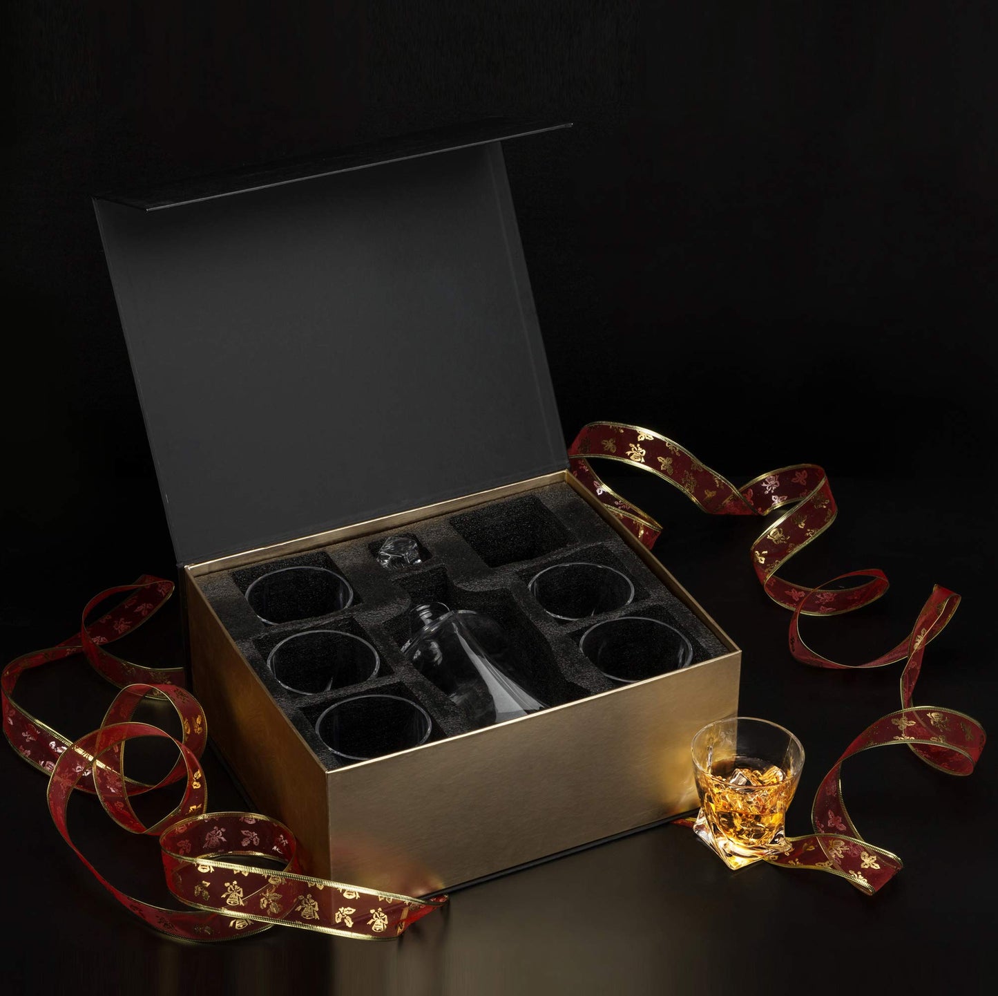 KANARS Whiskey Decanter Set, Premium Crystal Liquor Decanter with 6 Old Fashioned Glasses for Cocktail Scotch Bourbon Irish Whisky Alcohol, Unique Men Gifts for Father's Day Housewarming Birthday