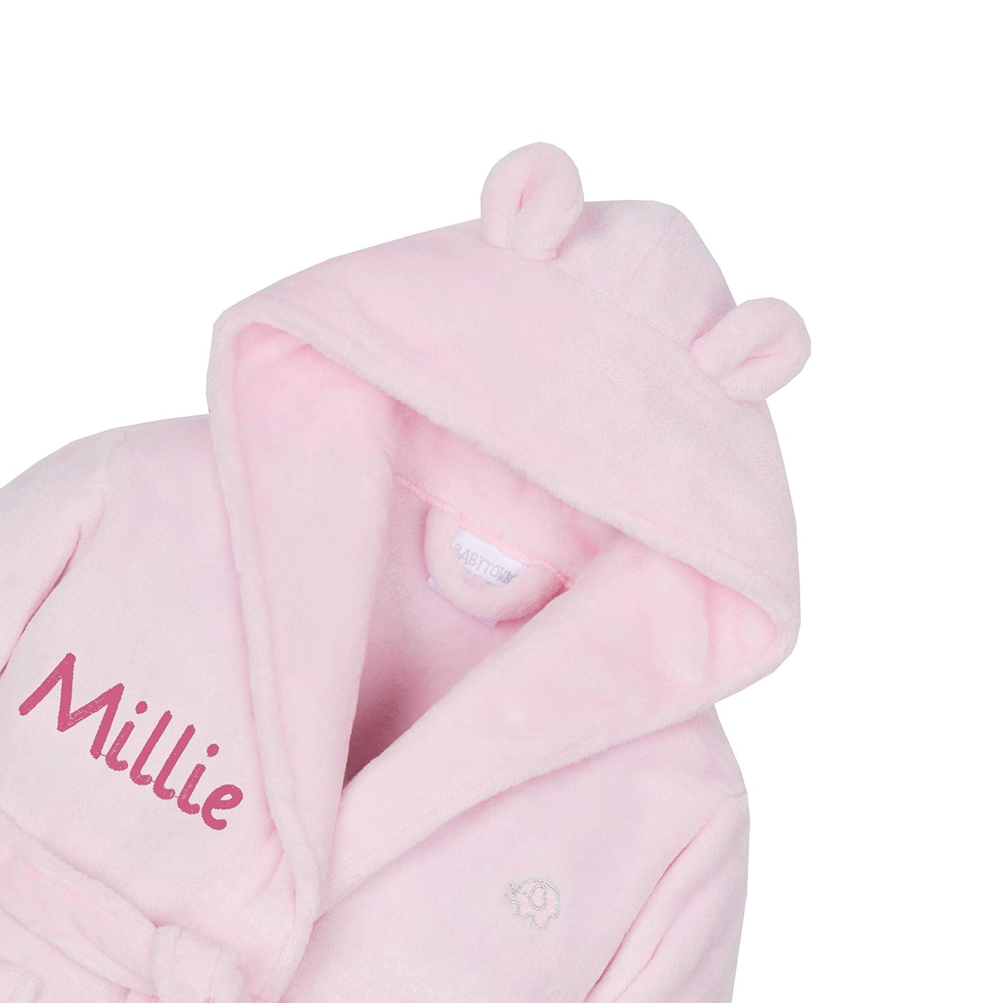 Gembroidery Personalised Baby Bathrobe Hooded Fleece Dressing Gown Super Soft Gifts Bath Robe For Boys Girls Cute Teddy Ears (0-6 Pink)