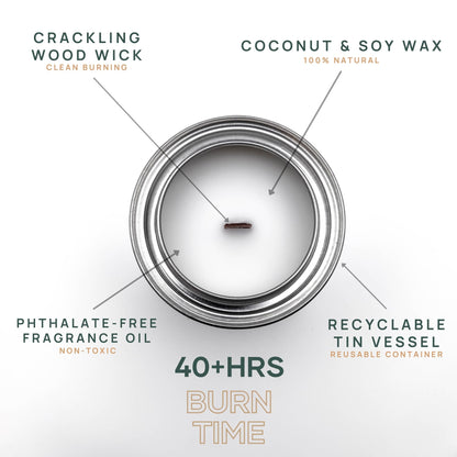 Wick & Star Vegan, Wood Wick, Natural Coconut Soy Wax Aromatherapy Candle, Clean Burning (Cactus Flower)