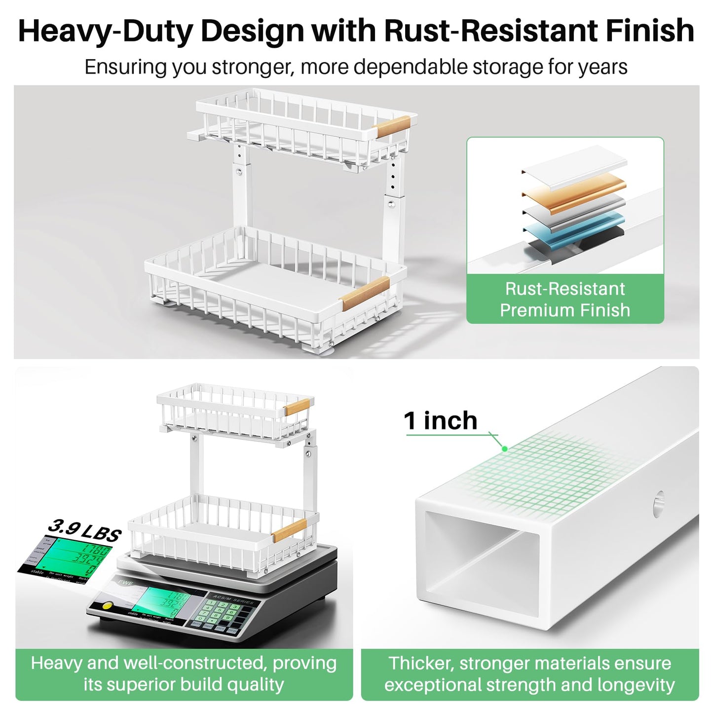 Under Sink Organizer, 2 Packs 2 Tier Under Sink Organizers and Storage, Slide out Pull out Cabinet Organizer Shelf, Metal Sliding Drawer for Kitchen Bathroom Pantry Cabinet Closet Organization Rack
