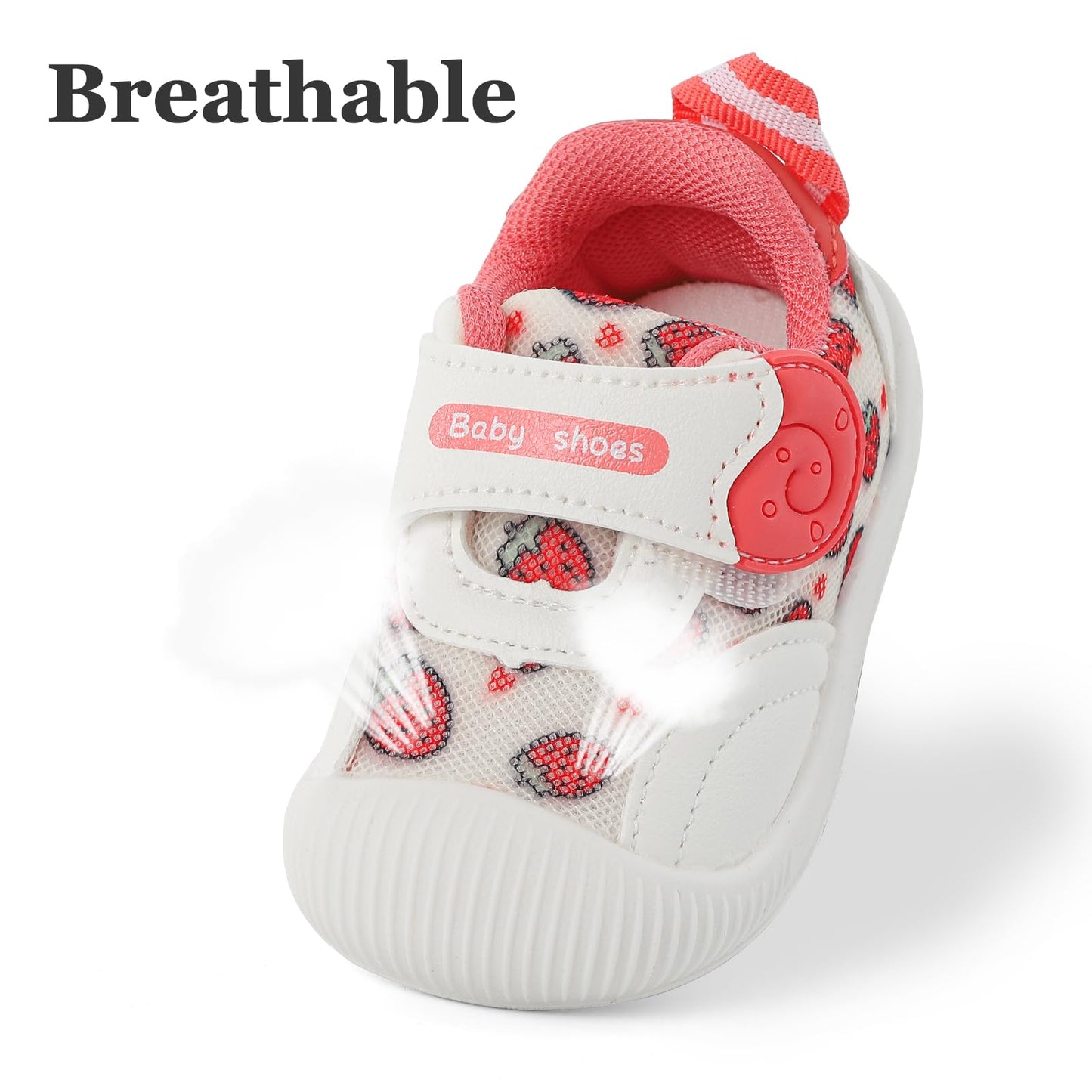MK MATT KEELY Baby Boys Girls First Walking Shoes Toddlers Breathable Anti-Slip Trainer Sneakers for Infant,Size 4 UK Child,Red Strawberry