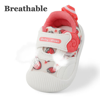 MK MATT KEELY Baby Boys Girls First Walking Shoes Toddlers Breathable Anti-Slip Trainer Sneakers for Infant,Size 4 UK Child,Red Strawberry